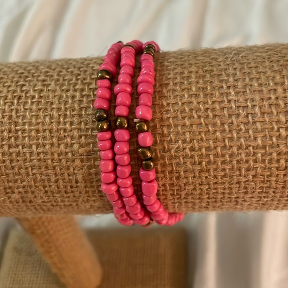 3 Strings Pink Stone necklace - Picture 1 of 1